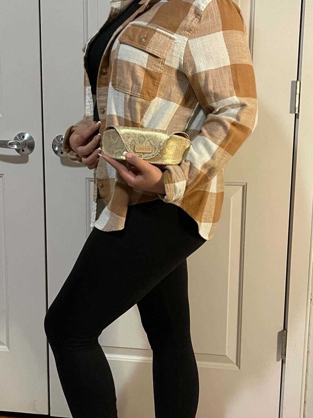 Consuela Gold Metallic Python Snake Print Sunglas… - image 1